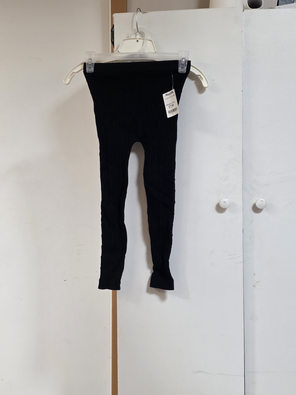 Poof! Black Ribbed Kids Leggings
